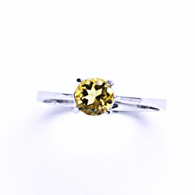 Stříbrný prsten - přírodní pálený Citrín ( 6 mm)T 1250