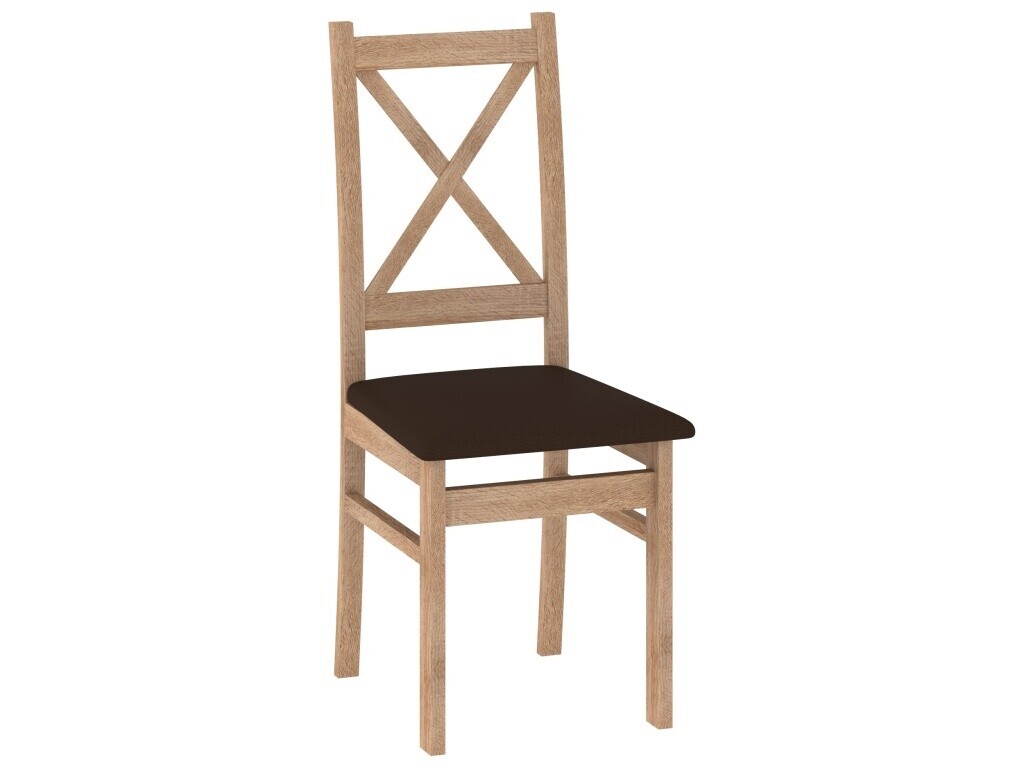 Jídelní židle BLITAR, potah hnědá ekokůže, dub sonoma, 5 let záruka - II. jakost, POUZE OSOBNÍ ODBĚR