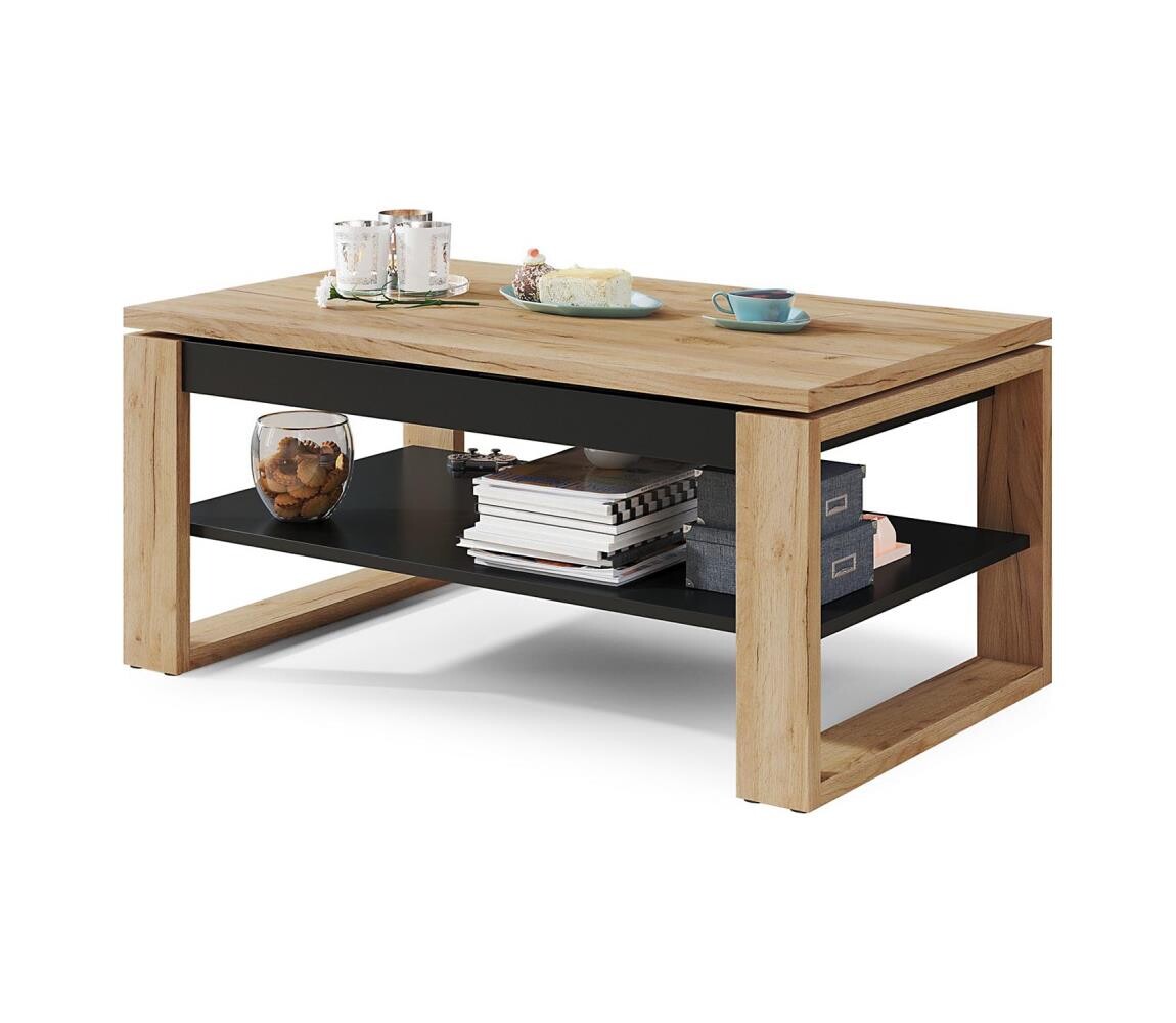 Mazzoni Konferenční stůl se zvedací deskou a policí NEA dub craft/černá