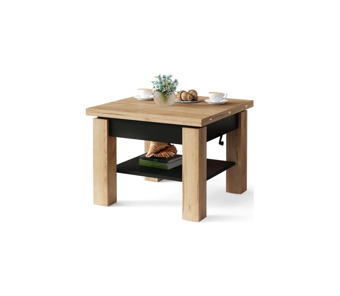 Mazzoni Rozkládací konferenční/jídelní stůl se zvedací deskou CALEB dub craft/černá