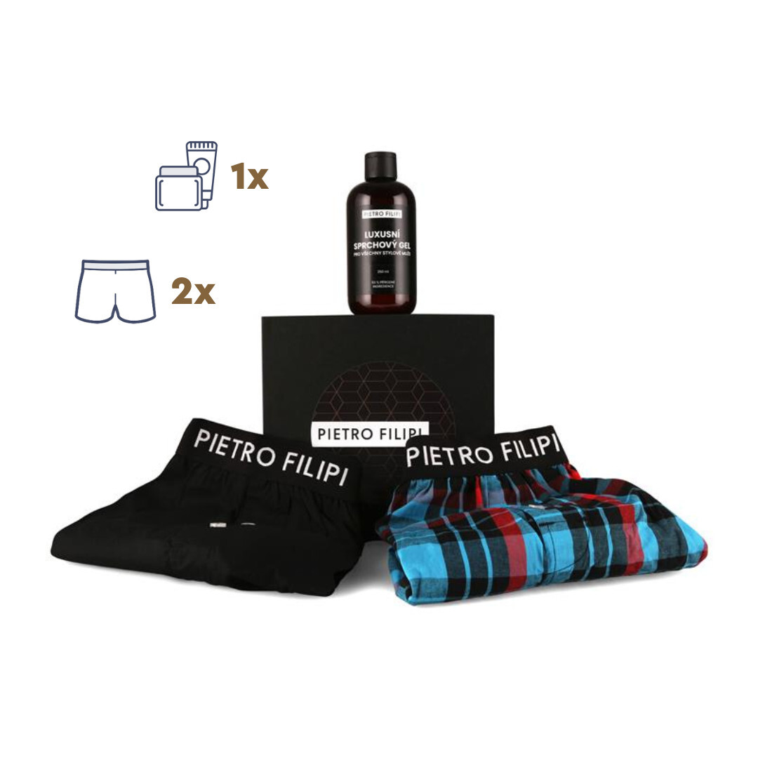 Pánská dárková sada 2PACK trenky a sprchový gel Pietro Filipi (3PGP1)  M, trenýrky