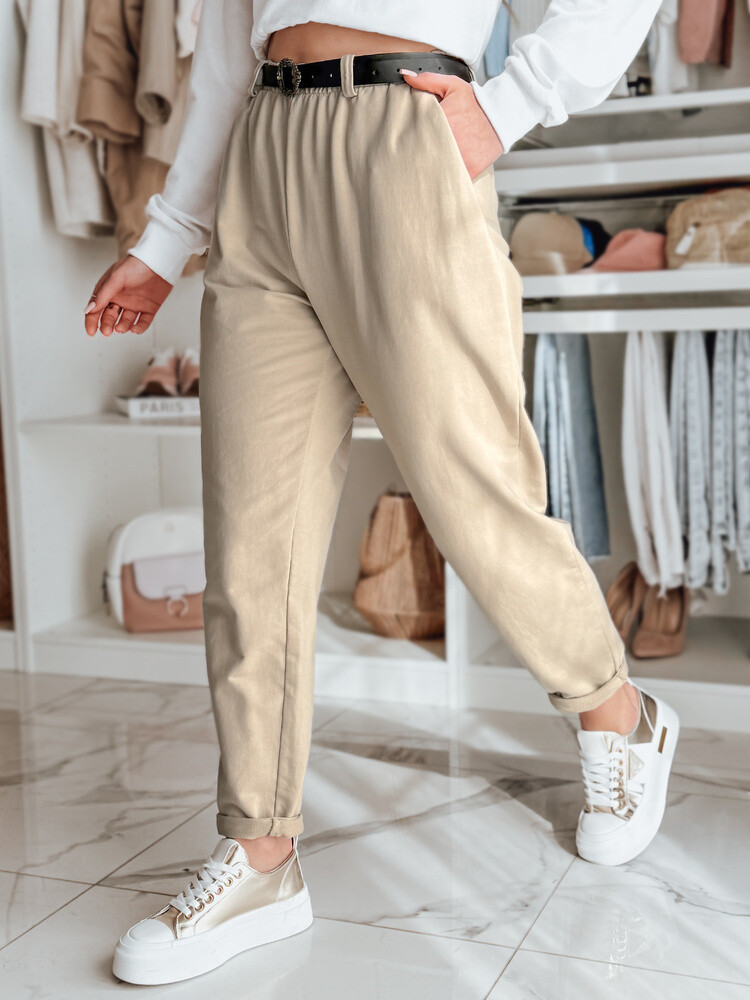 Spodnie damskie chinosy z paskiem TAILANDI latte Dstreet