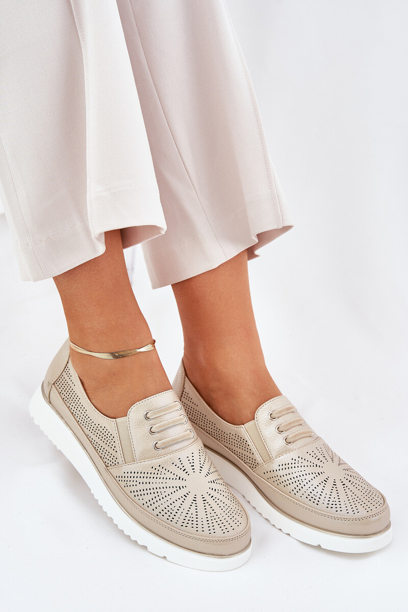 Boto Dámské Polobotky Nazouvací S Děrováním Zlaté Azethia