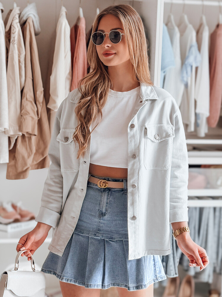 Kurtka damska koszulowa oversize OVERBOR jasnoszara Dstreet