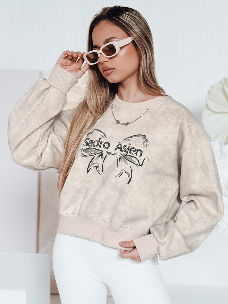 Bluza damska krótka oversize z motywem tie-dye DENVIS jasnoszara Dstreet