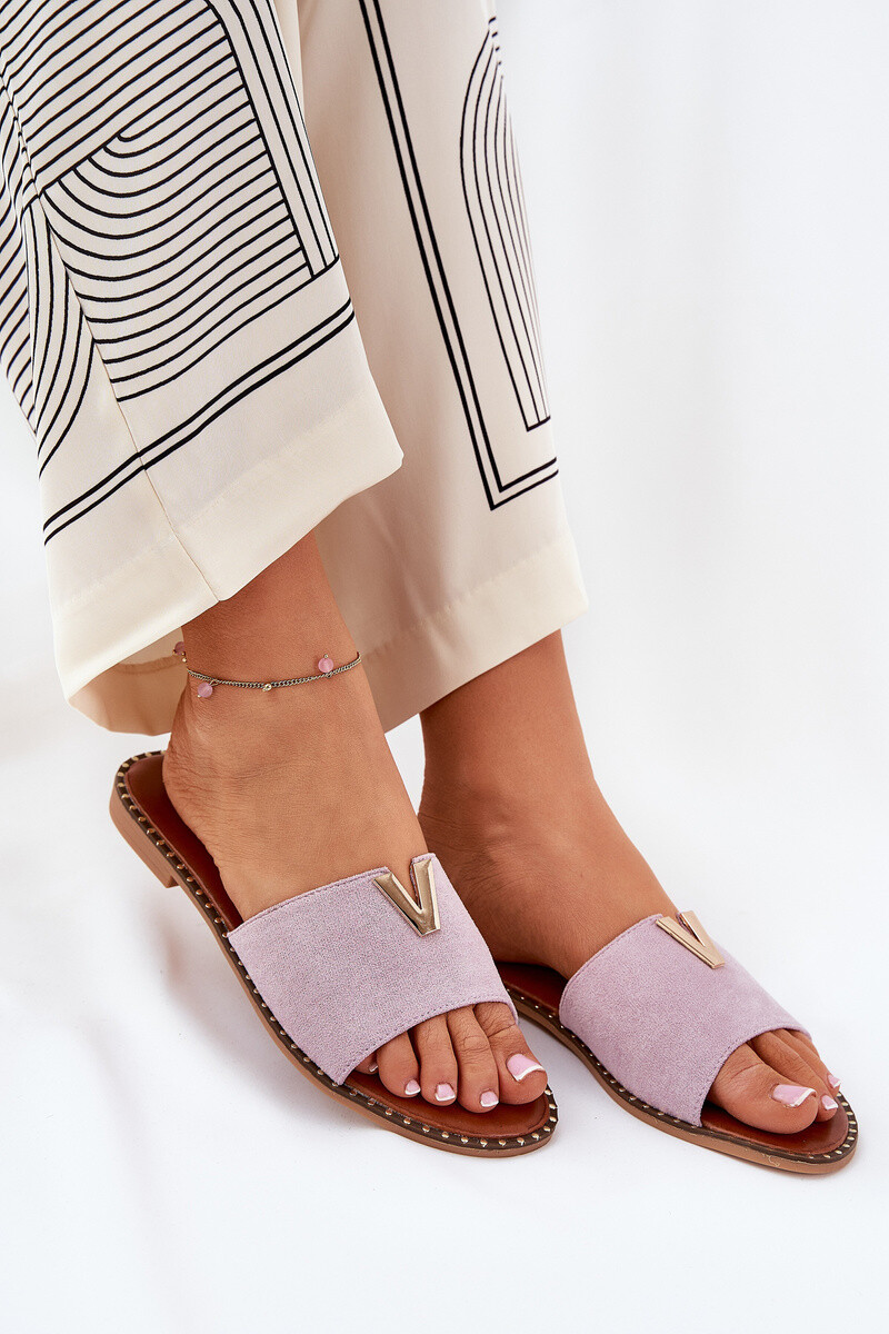 Boto Dámské Sandály Na Plochém Podpatku S Ozdobnými Detaily Fialové Saliena