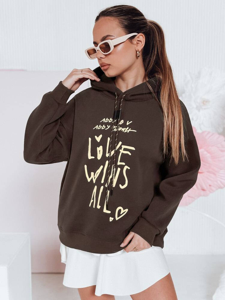 Bluza damska oversize z kapturem LOVEWILL brązowa Dstreet
