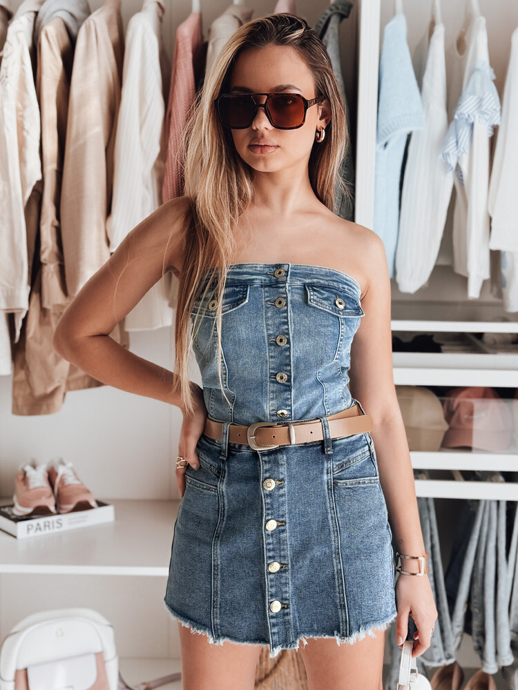 Top damski gorsetowy jeansowy GORSETORA niebieski Dstreet