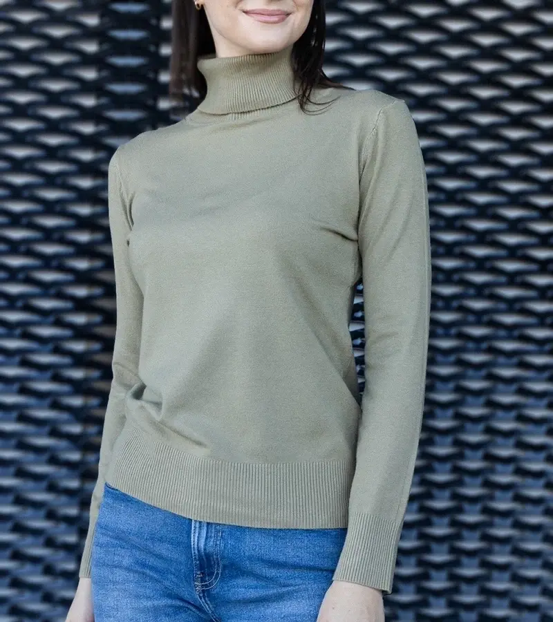 marka niezdefiniowana Green loose-fit turtleneck Nida