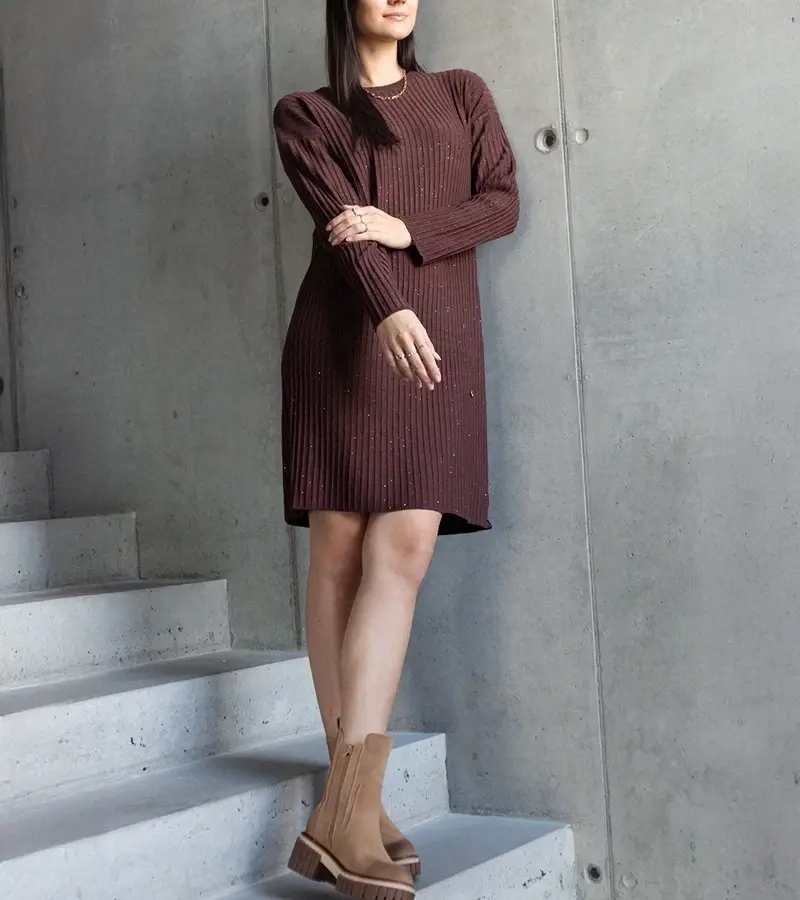 marka niezdefiniowana Brown shimmering midi dress Kadyra