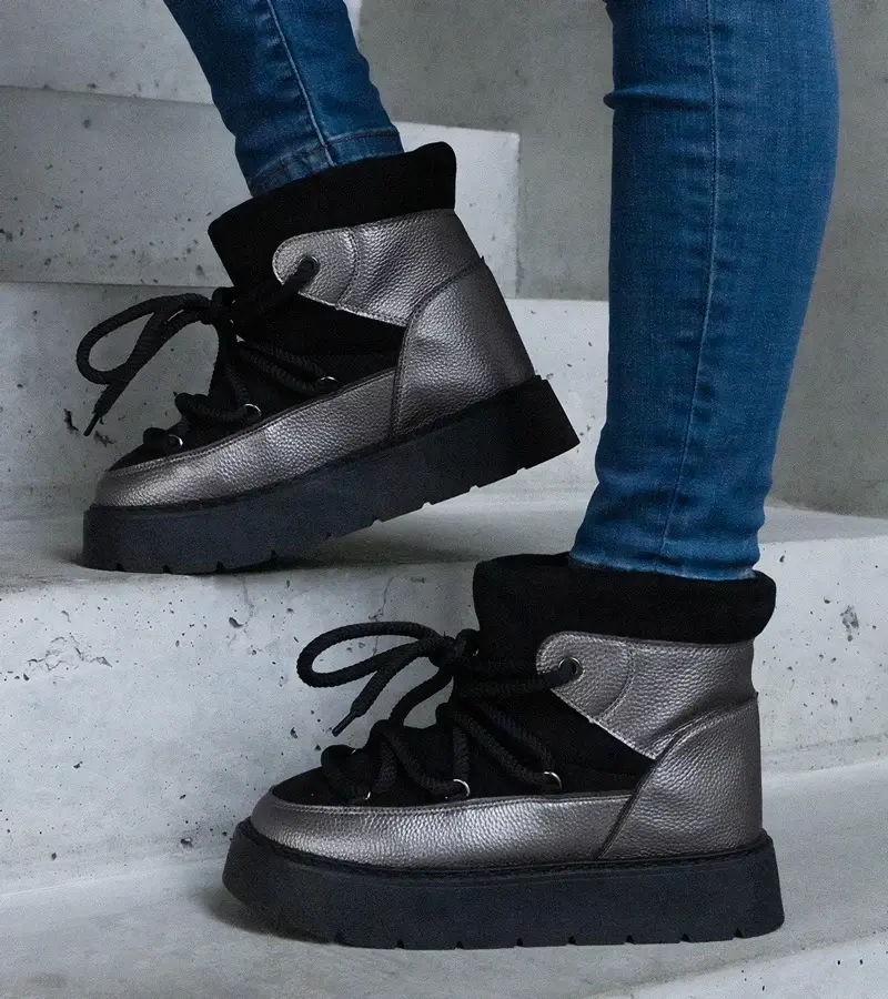 marka niezdefiniowana Black platform snow boots insulated with fur Sapphi