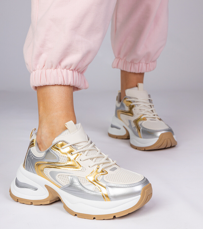 marka niezdefiniowana Gold sporty sneakers with thick sole Asetrina
