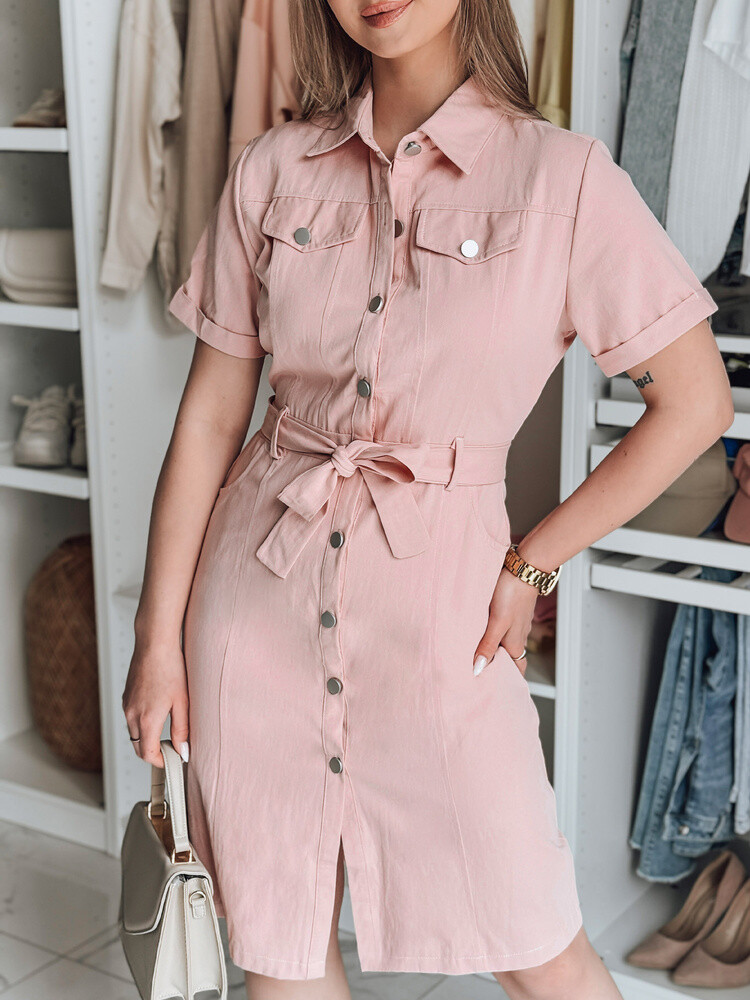 Koszulowa sukienka midi LOVE ME MIDI różowa Dstreet