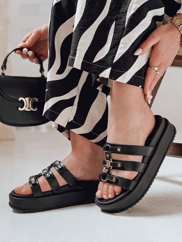 Klapki damskie na platformie PLATOFI czarne Dstreet