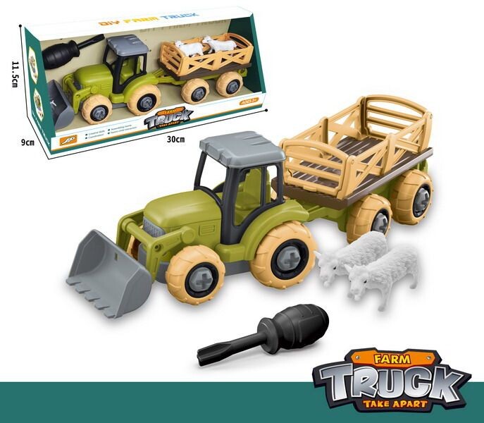 Traktor s přívěsem a zvířaty šroubovací 25 cm