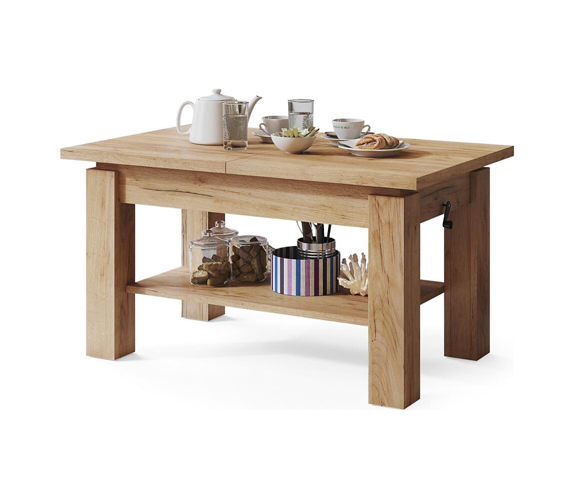 Mazzoni Rozkládací konferenční/jídelní stůl s policí ADONIS dub craft