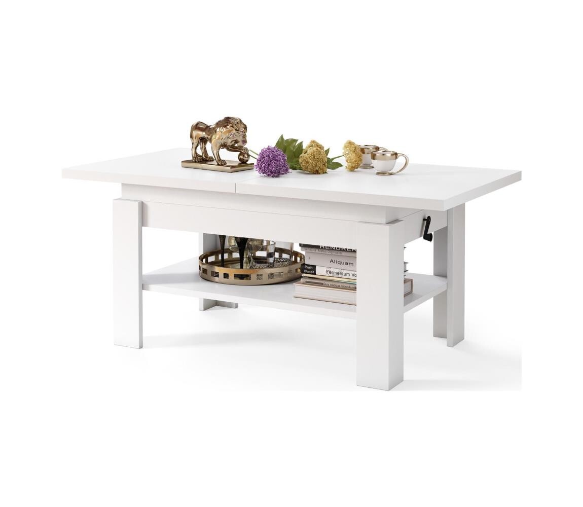 Mazzoni Rozkládací konferenční/jídelní stůl se zvedací deskou ROY bílá