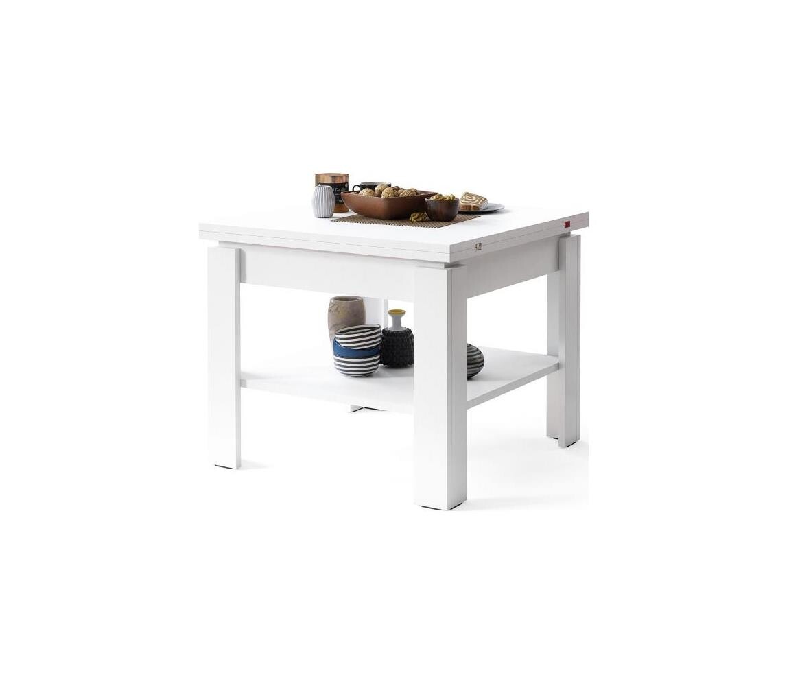 Mazzoni Rozkládací konferenční/jídelní stůl s odkládací policí LIA bílá