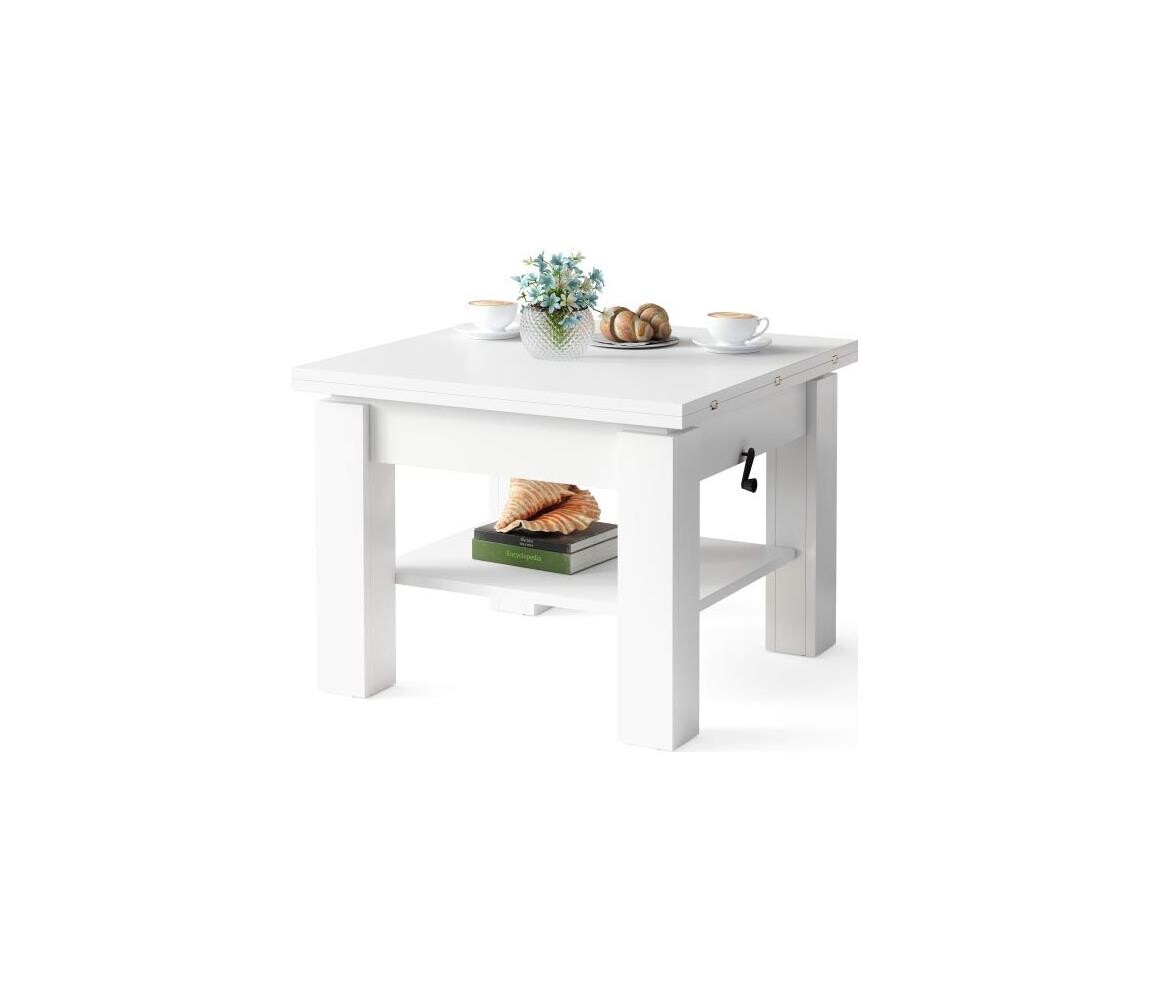 Mazzoni Rozkládací konferenční/jídelní stůl se zvedací deskou CALEB bílá