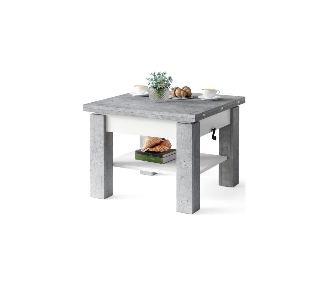 Mazzoni Rozkládací konferenční/jídelní stůl se zvedací deskou CALEB šedá beton/bílá