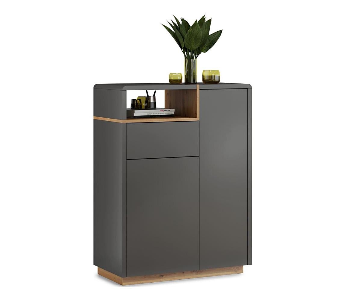 Mazzoni Komoda se zásuvkou FRED antracit/dub artisan