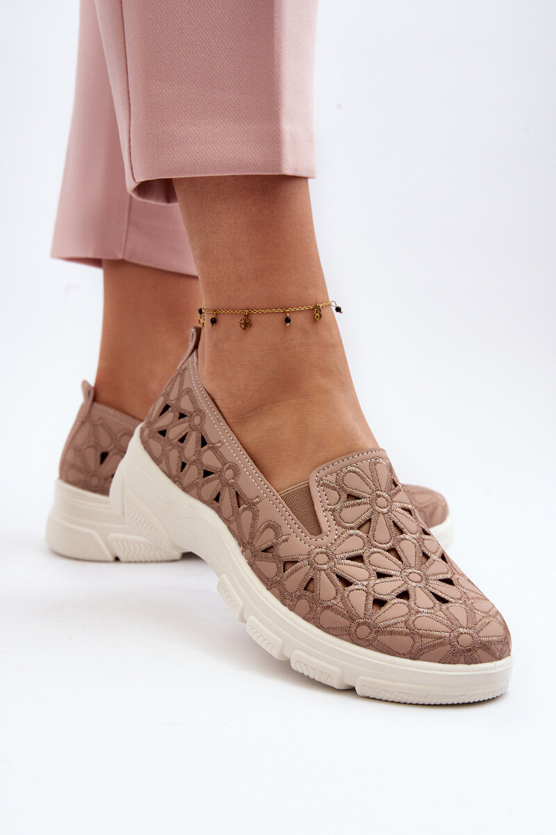 PE1 Růžové Dámské Nazouvací Boty s Prošívanými Dírami Emilei
