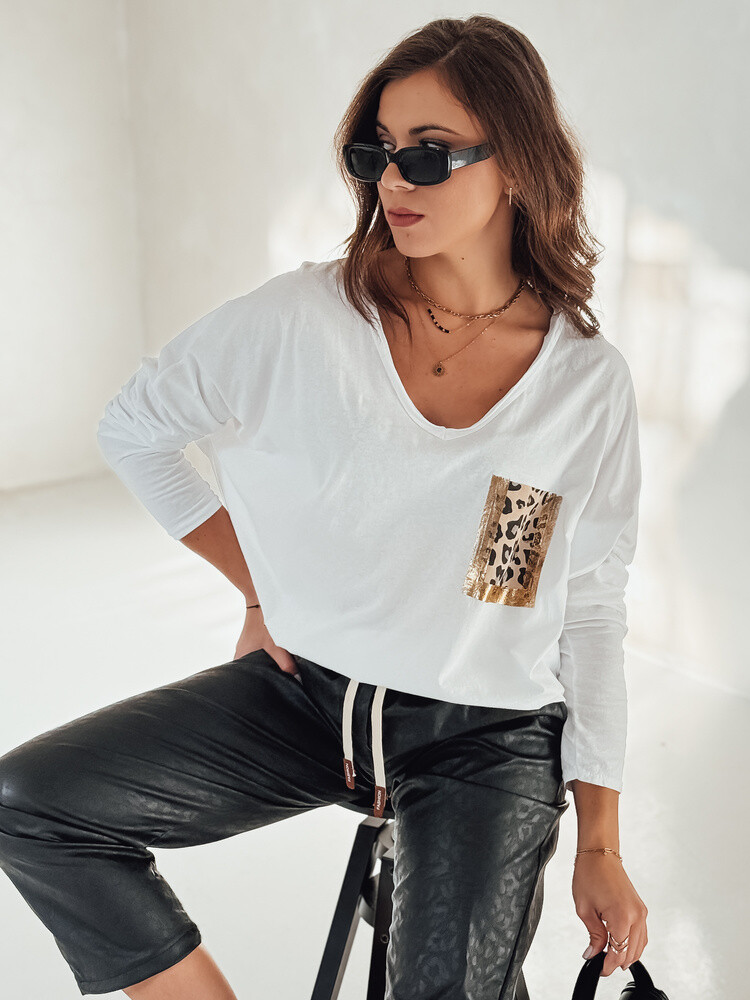 Bluzka damska oversize GLAMZONE z nadrukiem biała Dstreet