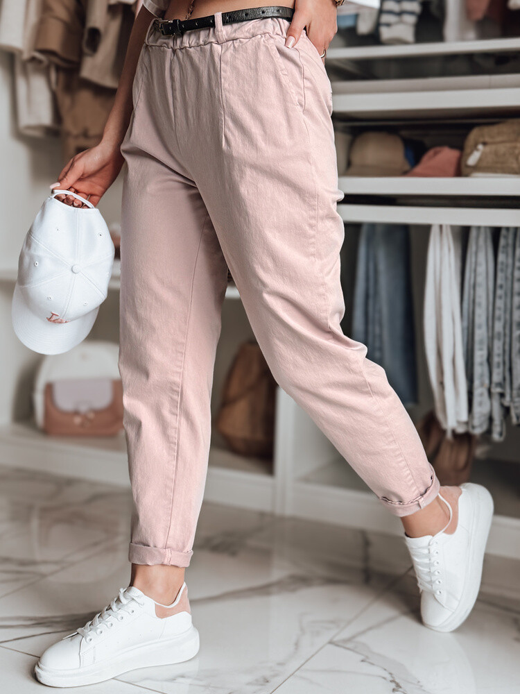 Spodnei damskie chinosy z paskiem RELCIX różowe Dstreet