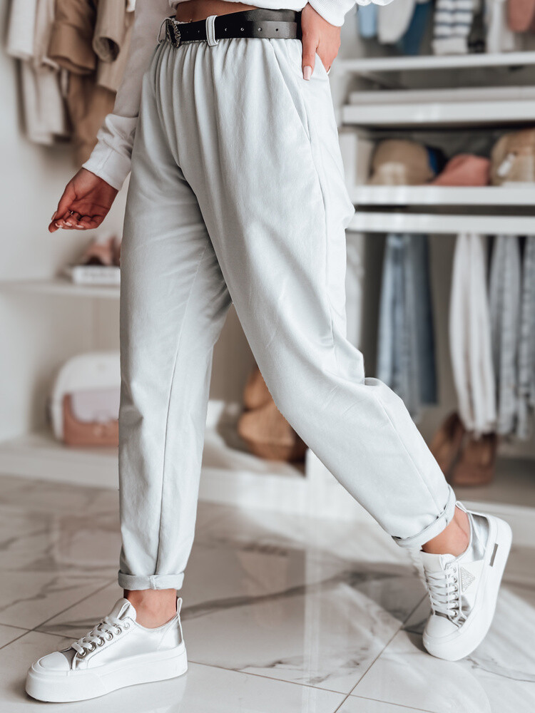 Spodnie damskie chinosy z paskiem TAILANDI jasnoszare Dstreet