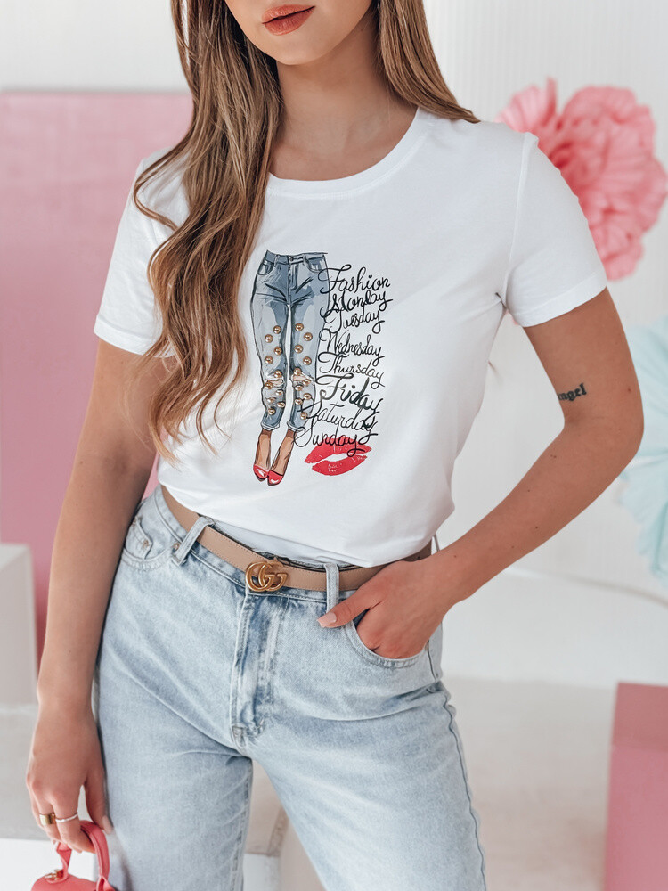 T-shirt damski z nadrukiem TRENDAY biały Dstreet