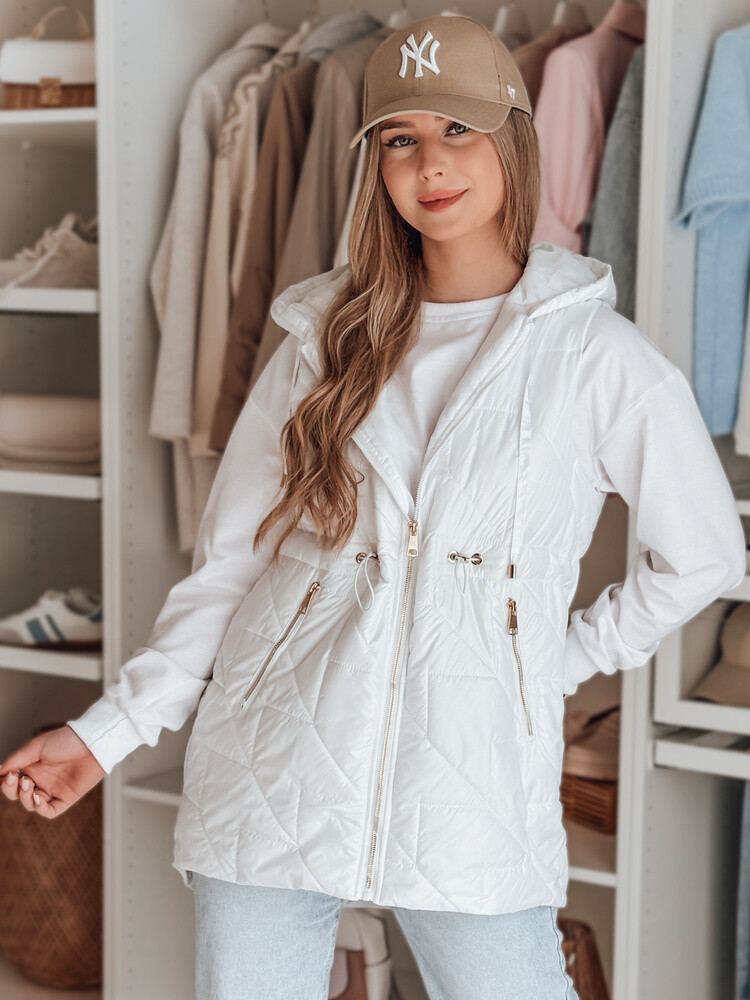 Kamizelka damska przejściowa pikowana OLINVIA biała Dstreet