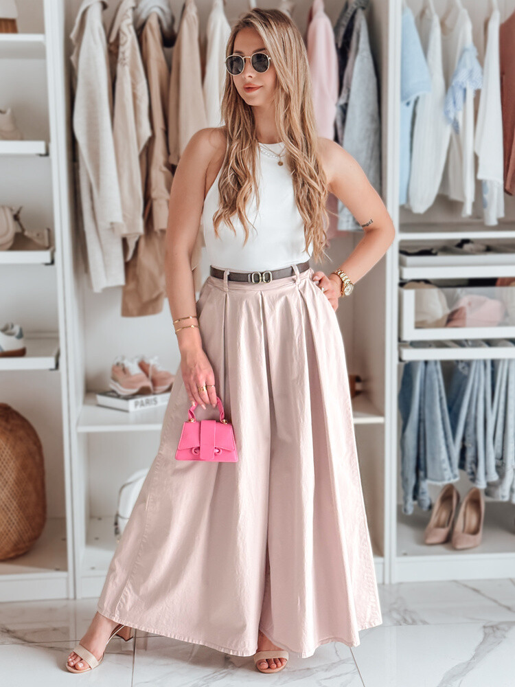 Spódnico-spodnie z paskiem FLOWES różowe Dstreet