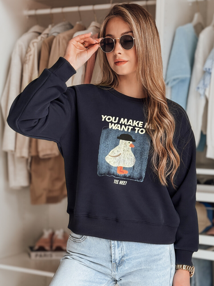 Bluza damska oversize z nadrukiem GOOSHY granatowa Dstreet