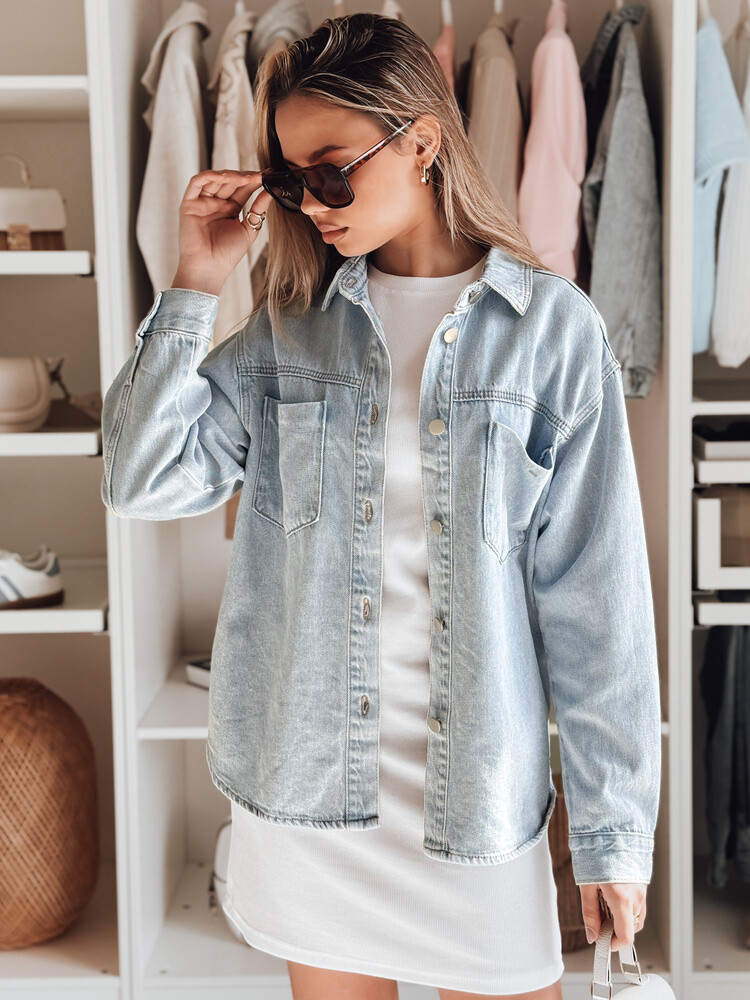 Kurtka damska jeansowa oversize BLUEDIVA niebieska Dstreet