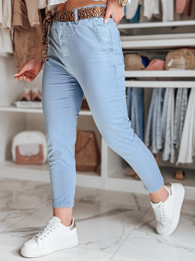 Spodnie damskie casualowe z paskiem MADELINA niebieskie Dstreet