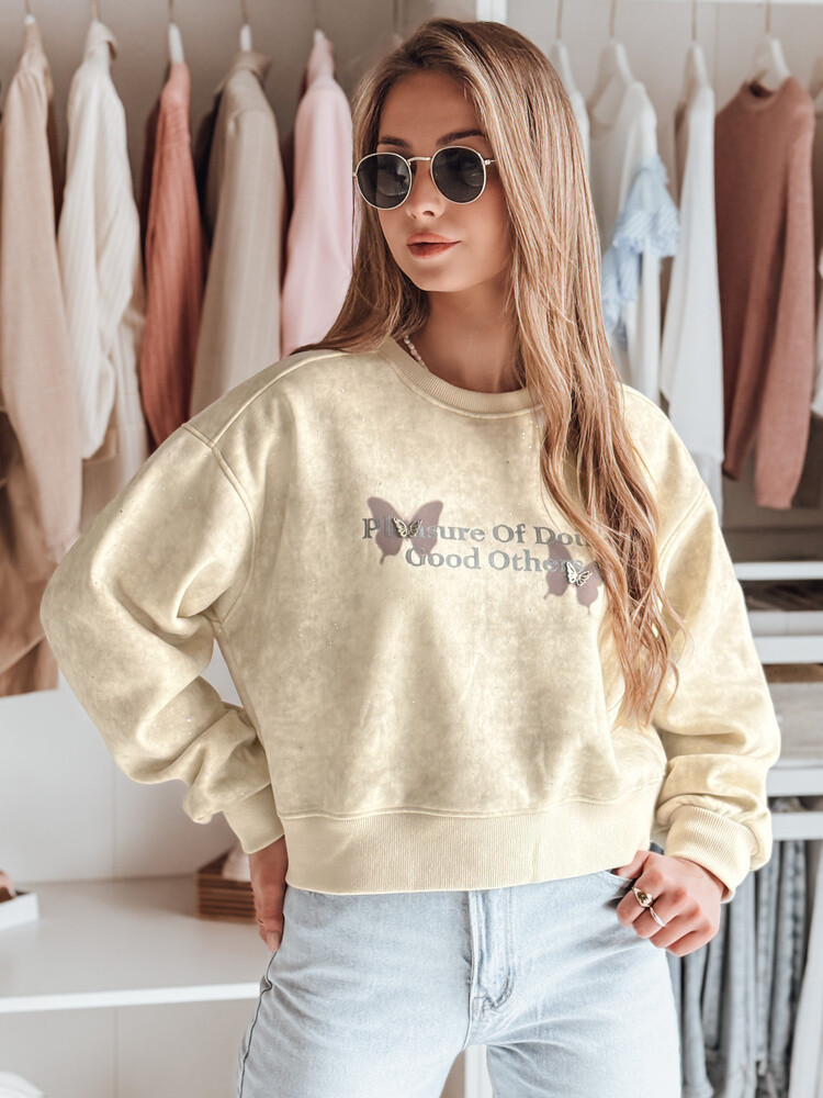 Bluza damska oversize tie-dye w motyle SPARKI ecru Dstreet
