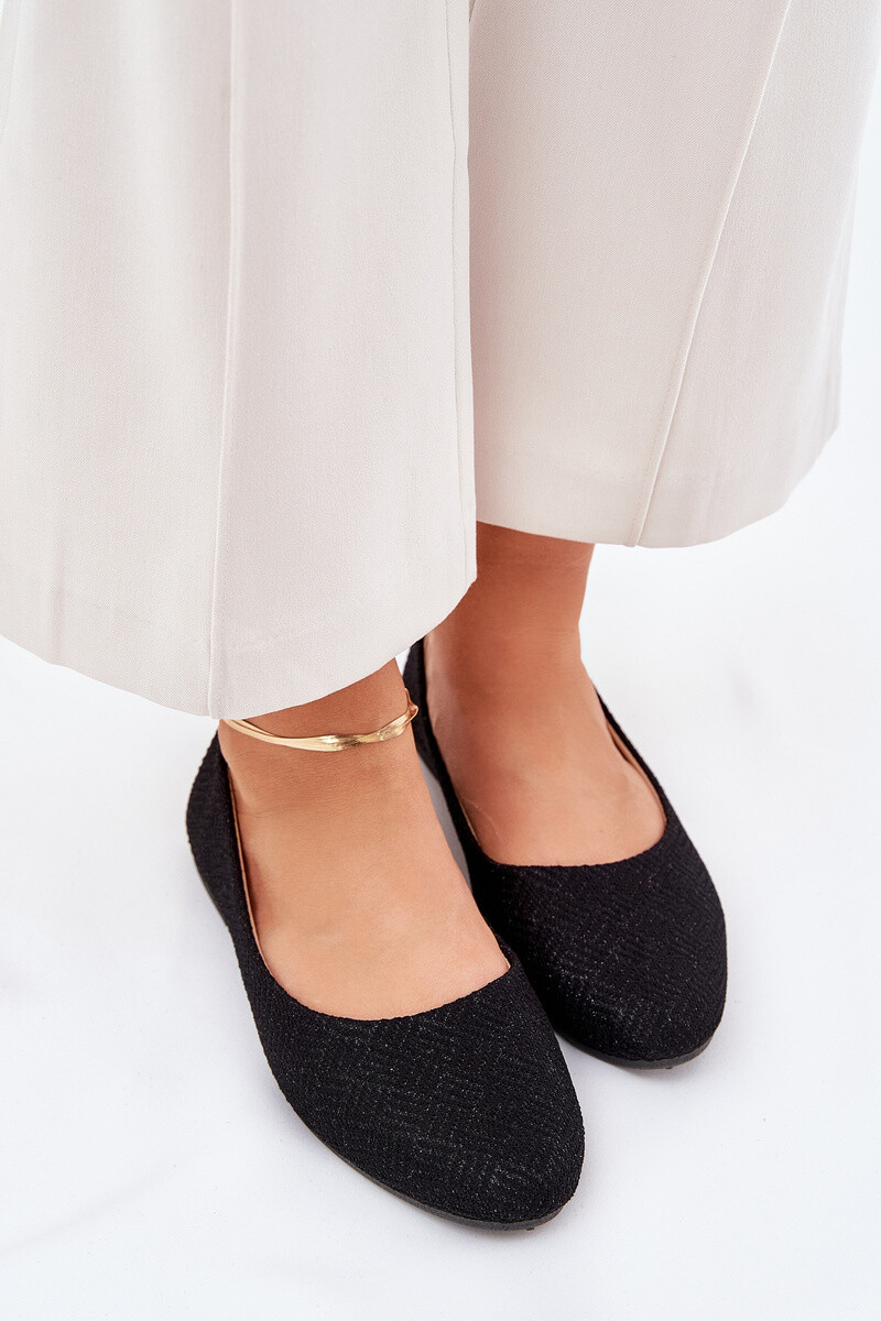 Boto Dámské Baletky Ploché S třpytkami Černé Tatorelis