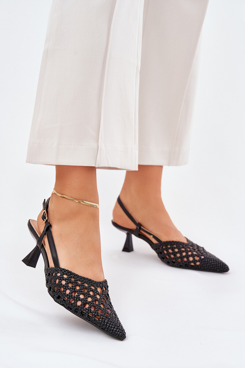 Boto Lodičky S Špičatou Špičkou A Otevřenou Patou Černé Umirana