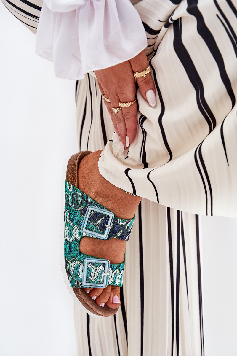 S. BARSKI Dámské Pantofle S Přezkami A Briliantem S.Barski