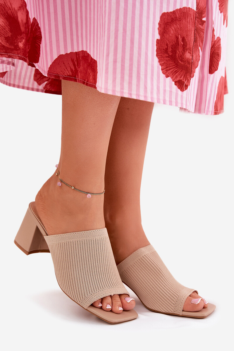 Boto Dámské sandály na podpatku typu sloupek béžové Wenilan