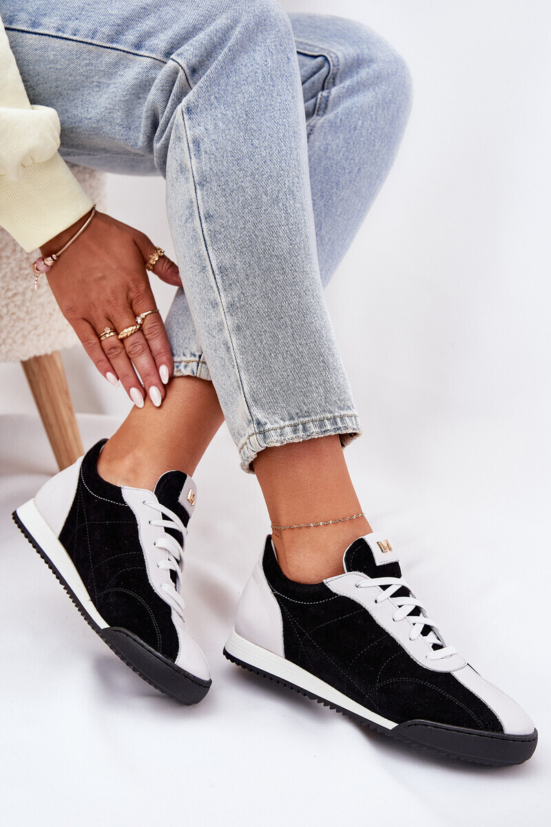 Dámské Kožené Sportovní Boty Laura Messi 2935 Černé