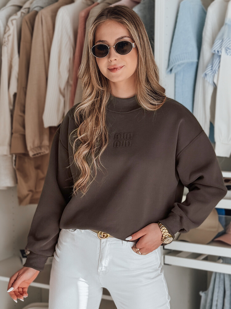Bluza damska oversize z naszywką LOVASON mokka Dstreet