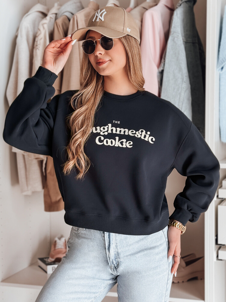 Bluza damska oversize z nadrukiem COOKIES granatowa Dstreet