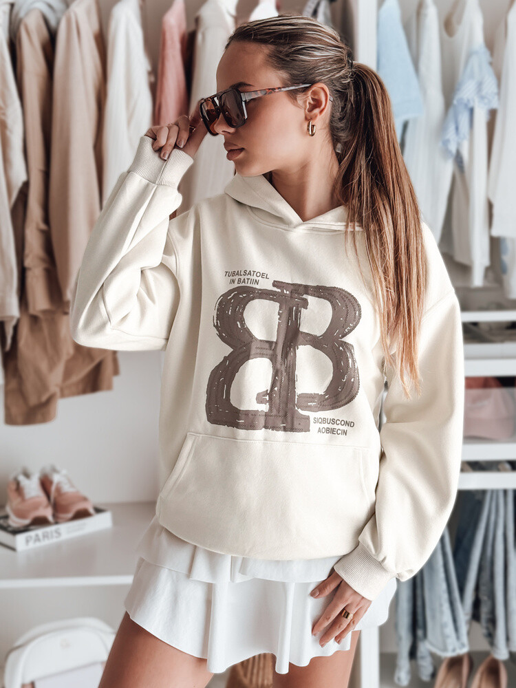 Bluza damska oversize z kapturem LITESSO ecru Dstreet