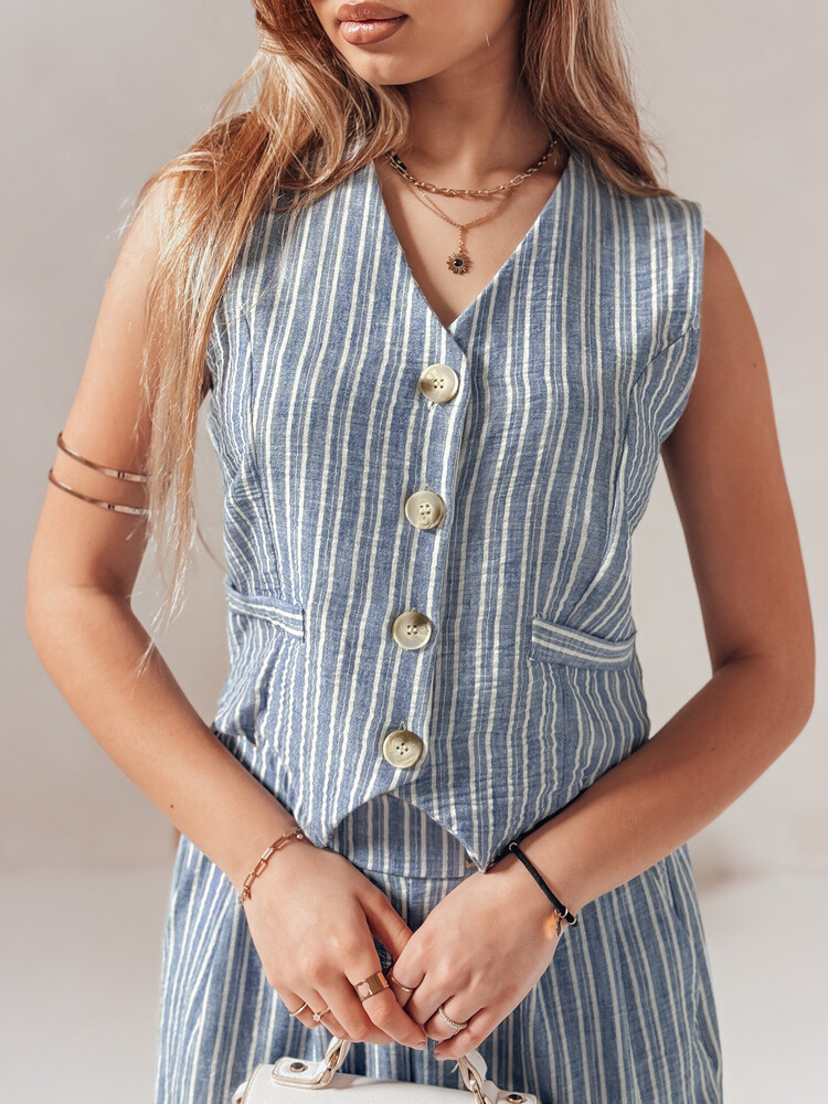 Marynarka damska bez rękawów LINELIA niebieska Dstreet