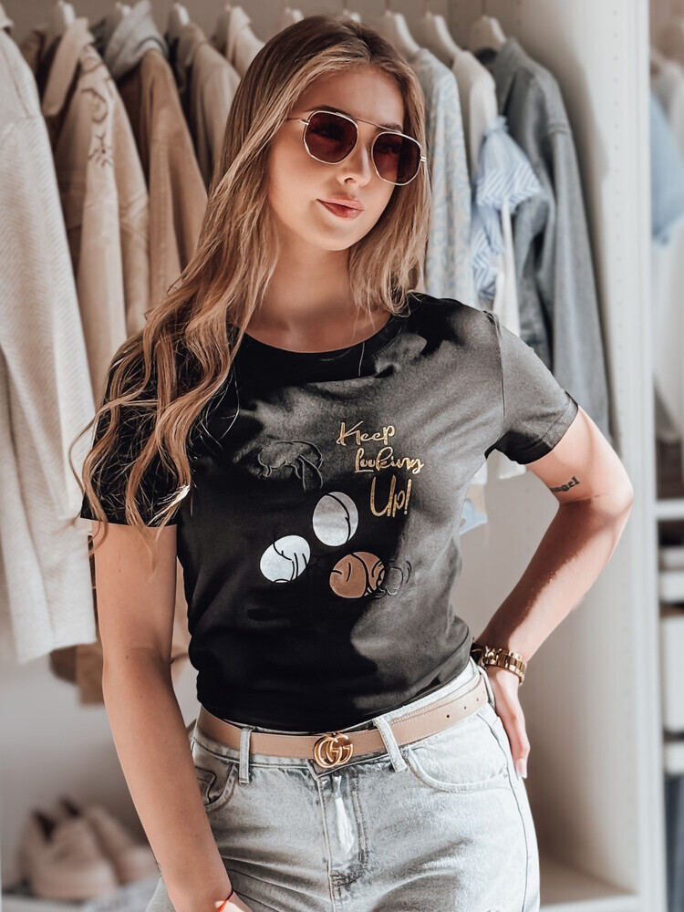 T-shirt damski z pudlem LUMIFITU czarny Dstreet