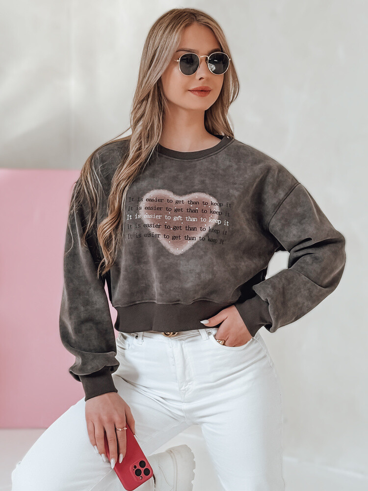 Bluza damska oversize tie-dye z sercem DESSER grafitowa Dstreet