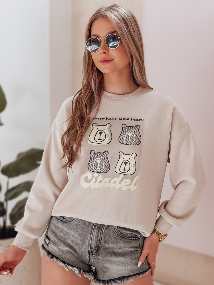 Bluza damska oversize z misiami MISOBEARS beżowa Dstreet