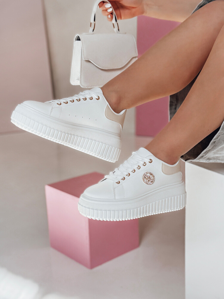 Sneakersy damskie na platformie KITNOT beżowe Dstreet