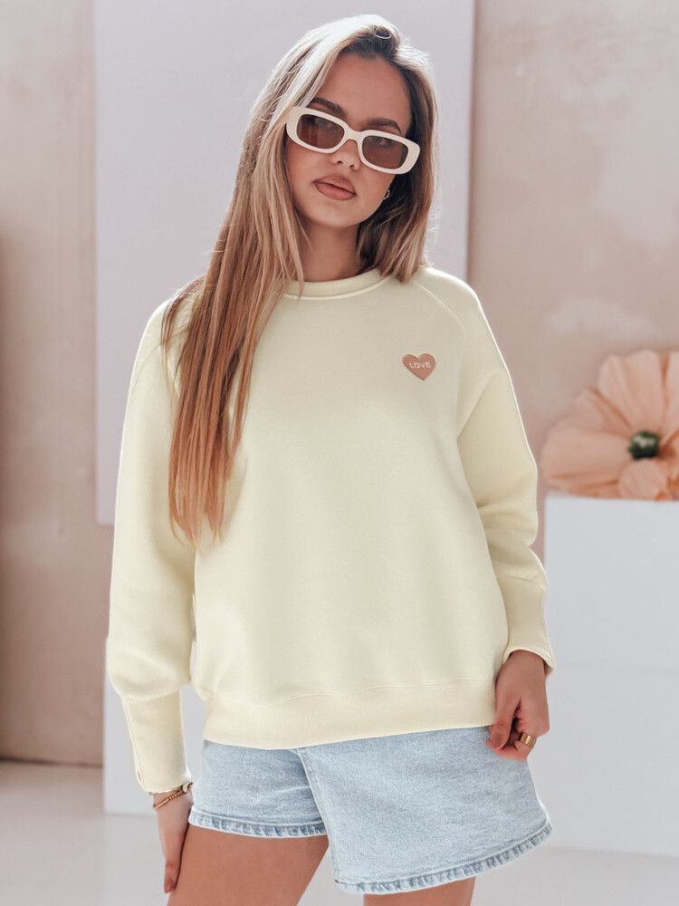 Bluza damska oversize z sercami LOVELISA ecru Dstreet